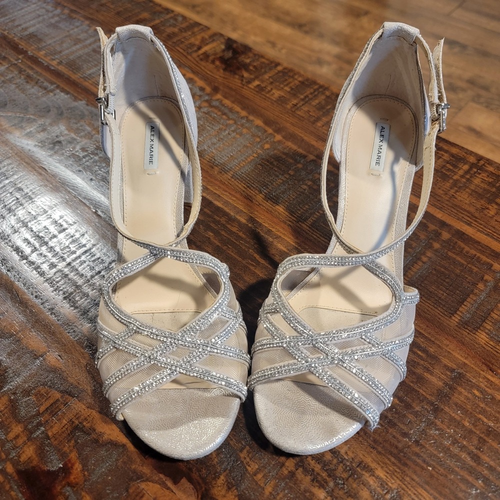 Alex Marie Strappy Sequence Block Heel Sandals Warm Taupe Hashleigh‎ Size 10M